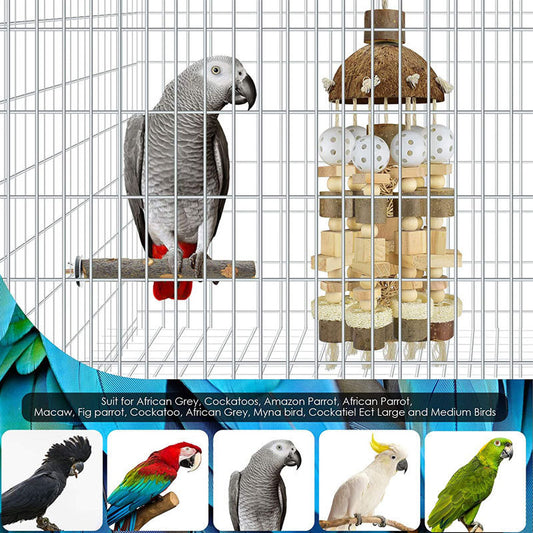 Parrot Toys Nibbling Bird Supplies Wooden Coconut Shell Charcoal Log 04a9a18b 213d 4b9f a1b2 01c9fc4eb872