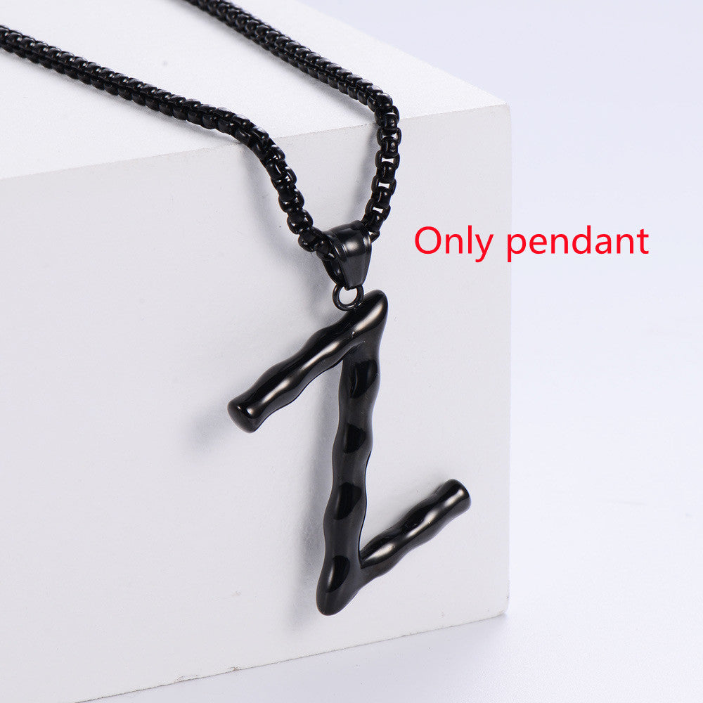 Three-dimensional 26 English Letter Pendant Necklace Fashion Jewelry Titanium Steel Couple Ornament 04b5265d ae48 4844 86f2 c