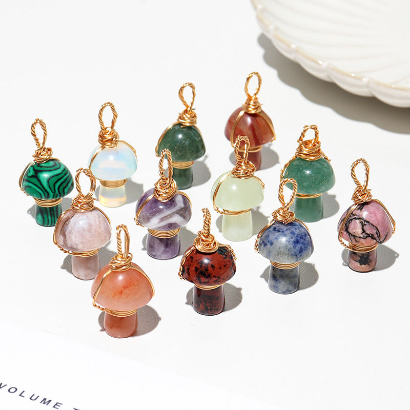 Crystal Agate Semi-Precious Mushroom Braided Pendant 04e9d029 0b9d 4a17 8c09 bb5b3e2411e0