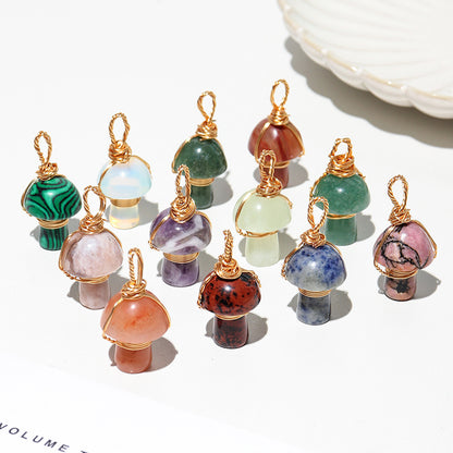 Crystal Agate Semi-Precious Mushroom Braided Pendant 04e9d029 0b9d 4a17 8c09 bb5b3e2411e0