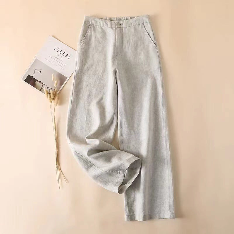 Women's Cotton And Linen Spring And Summer Thin Cropped Simple Casual Pants