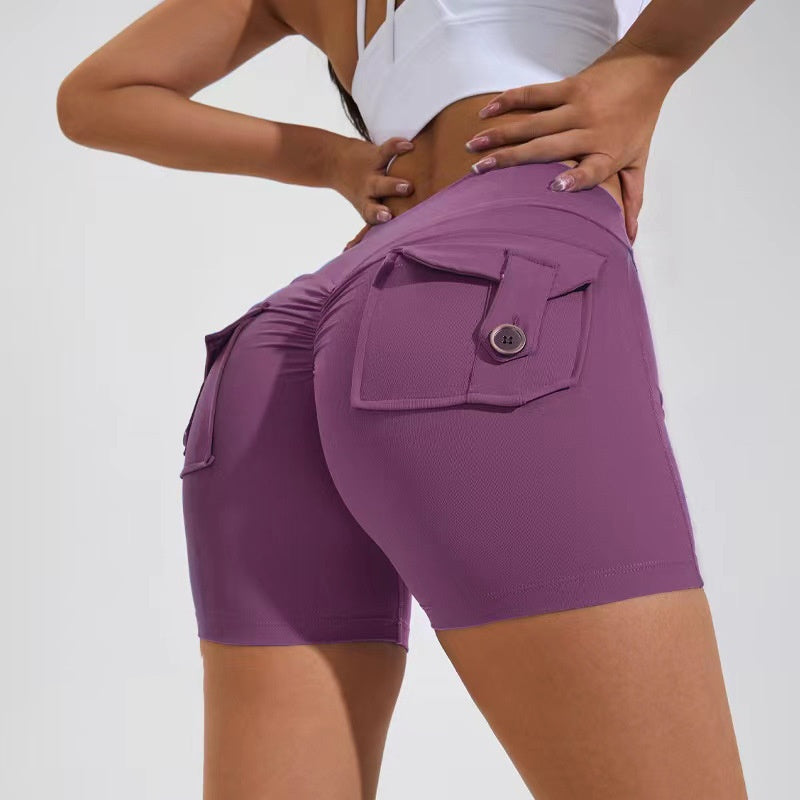 High Waist Hip Lifting Shorts With Pockets Quick Dry Yoga Fitness Sports Pants Summer Women Clothes 052b04c1 7777 4af6 a39b 0