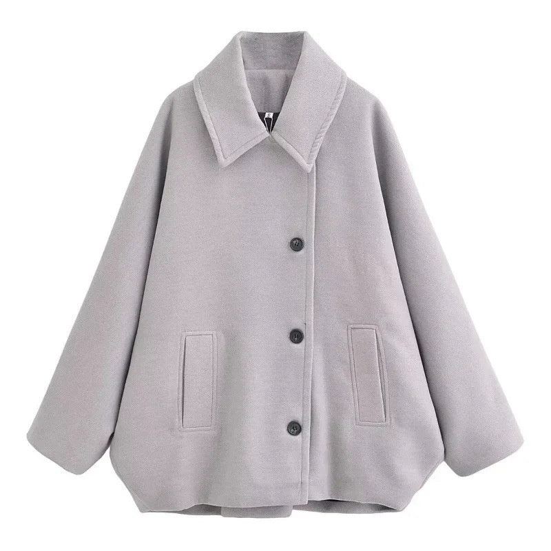 Winter Wool Blend Short Batwing Sleeve Woolen Overcoat Coat 052f80a6 db56 4afd a04f 92588a11934f