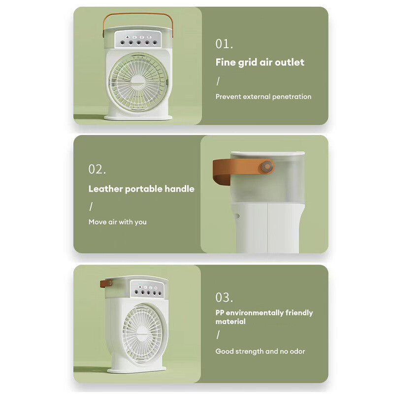 Portable USB Air Conditioner Cooling Fan With 5 Sprays 7 Color Light 600ML Water Tank Spray Mist Air Cooler Humidifiers 053b0