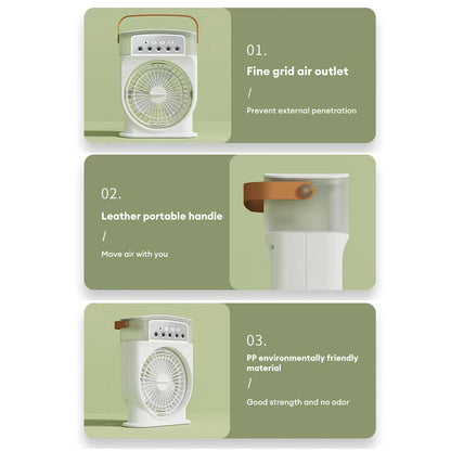 Portable USB Air Conditioner Cooling Fan With 5 Sprays 7 Color Light 600ML Water Tank Spray Mist Air Cooler Humidifiers 053b0