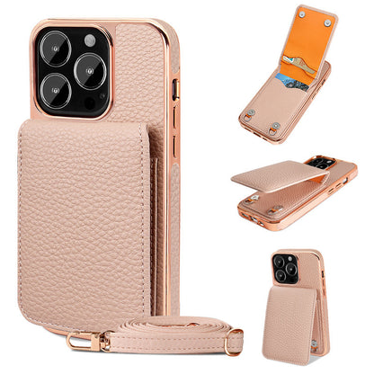 Litchi Pattern Wallet Lanyard Phone Case For 14 05407b3b 664f 46a0 925d b2ed95ff4c01