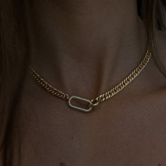New Full Diamond Necklace Punk Rock Diamond-embedded Geometric Clavicle Chain 05b80d95 0125 4833 a2e1 c0f01bd2d701