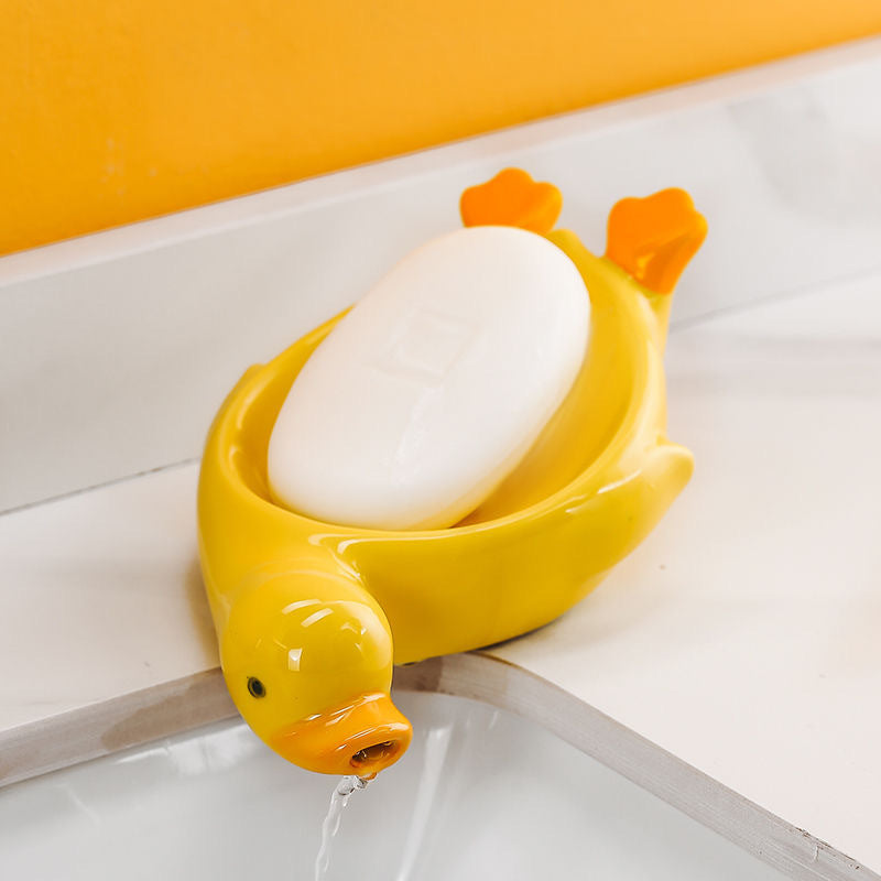 Small Yellow Duck Creative Ceramic Drain Soap Box 05d6c45b 70c7 4210 83bc 2c0d1b8e49bd