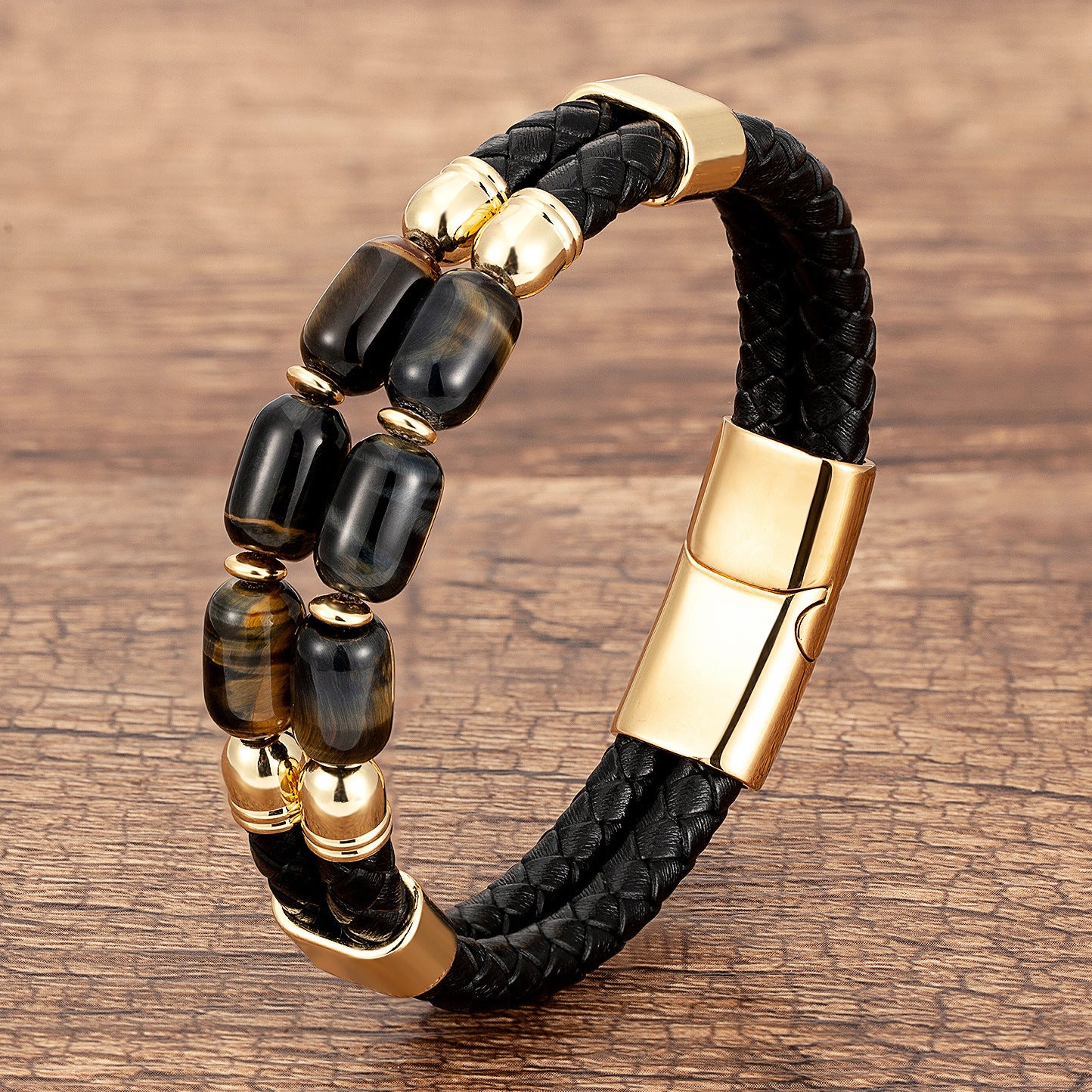 Men's Double-layer Simple Woven Leather Bracelet 05d828eb ad38 4904 9df8 6a9af4aefc11