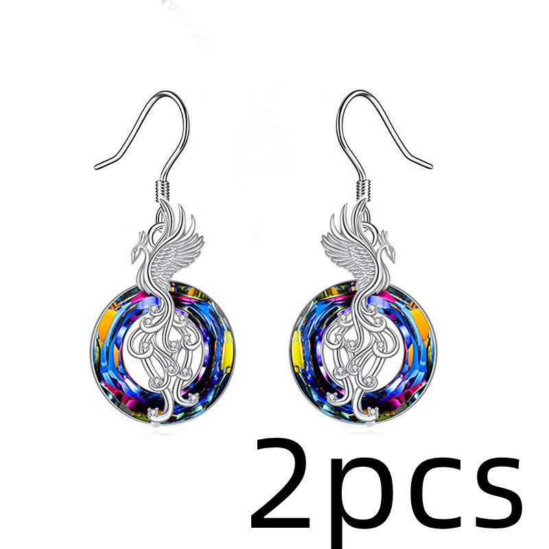 New Firebird Crystal Pendant Necklace Women's Colorful Phoenix Earrings 06066412 15f5 463c 9aab 129252bd5807
