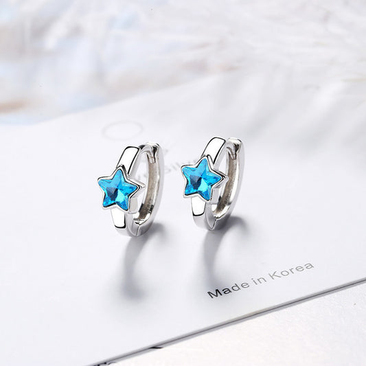 Blue Five-pointed Star Ear Buckle Clavicle Chain 0618a590 bc71 41fd 934b 7b0cd57981f4