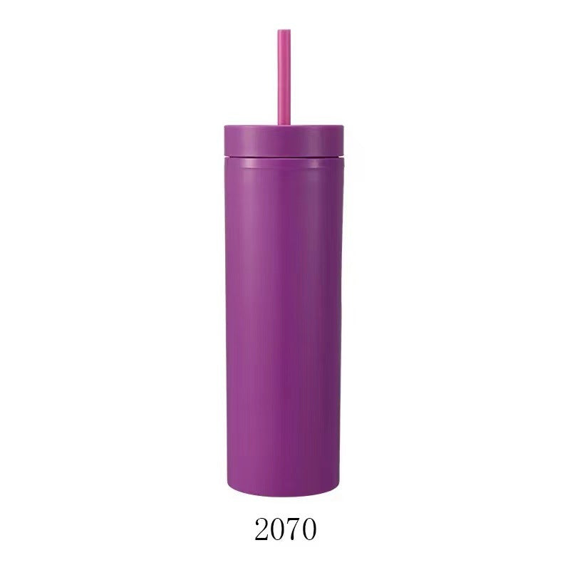 Double Layer AS Plastic Straight Body Multicolor Frosted Straw Cup 062000ef 8025 46aa 8974 684413a5f8d4