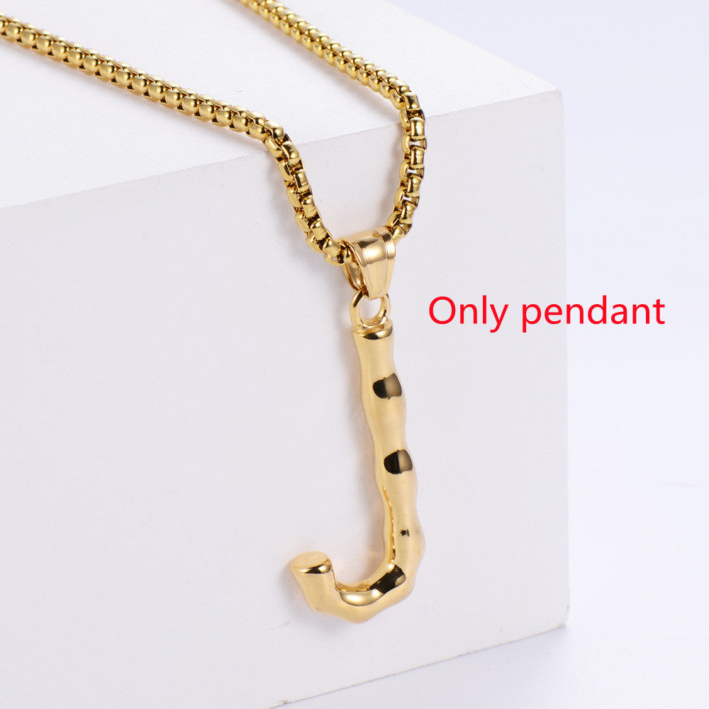 Three-dimensional 26 English Letter Pendant Necklace Fashion Jewelry Titanium Steel Couple Ornament 065ddb20 7603 4d00 914e 5