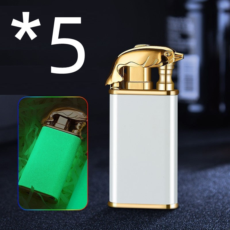 Creative Blue Flame Lighter Dolphin Dragon Tiger Double Fire Metal Winproof Lighter Inflatable Lighter 06861d37 bffa 4268 ba4