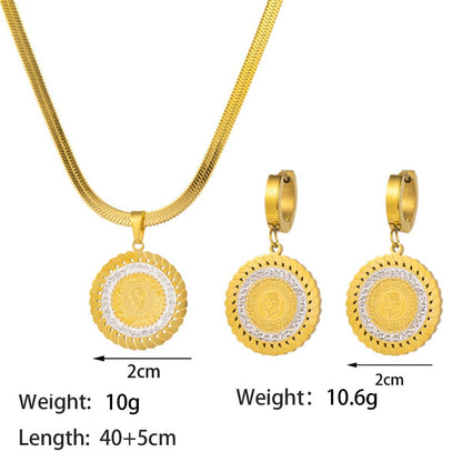 Stainless Steel Necklace Earrings Women's Jewelry Suit 068f0307 f3dc 4e82 b503 6ccf94c4145d