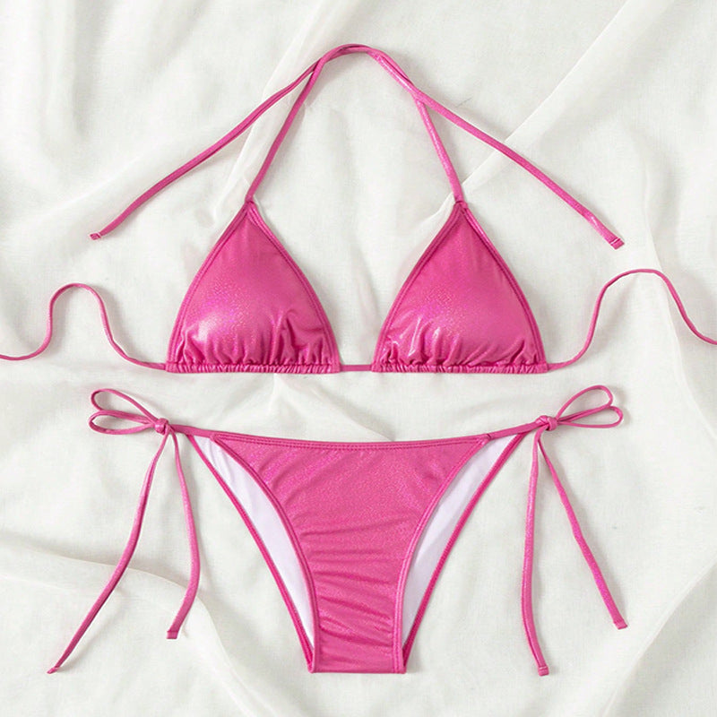 Pure Color Tied Beach Sexy Bikini Hot Spring Split Swimsuit Female Bikini 06d51ffd ece7 465b acc6 0349b4ad83c8