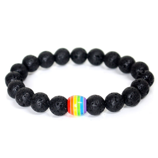 Rainbow Bead Bracelet Pride Natural Stone Strand Couple Bracelets 07126d89 71b1 4725 bff0 181eff69137b