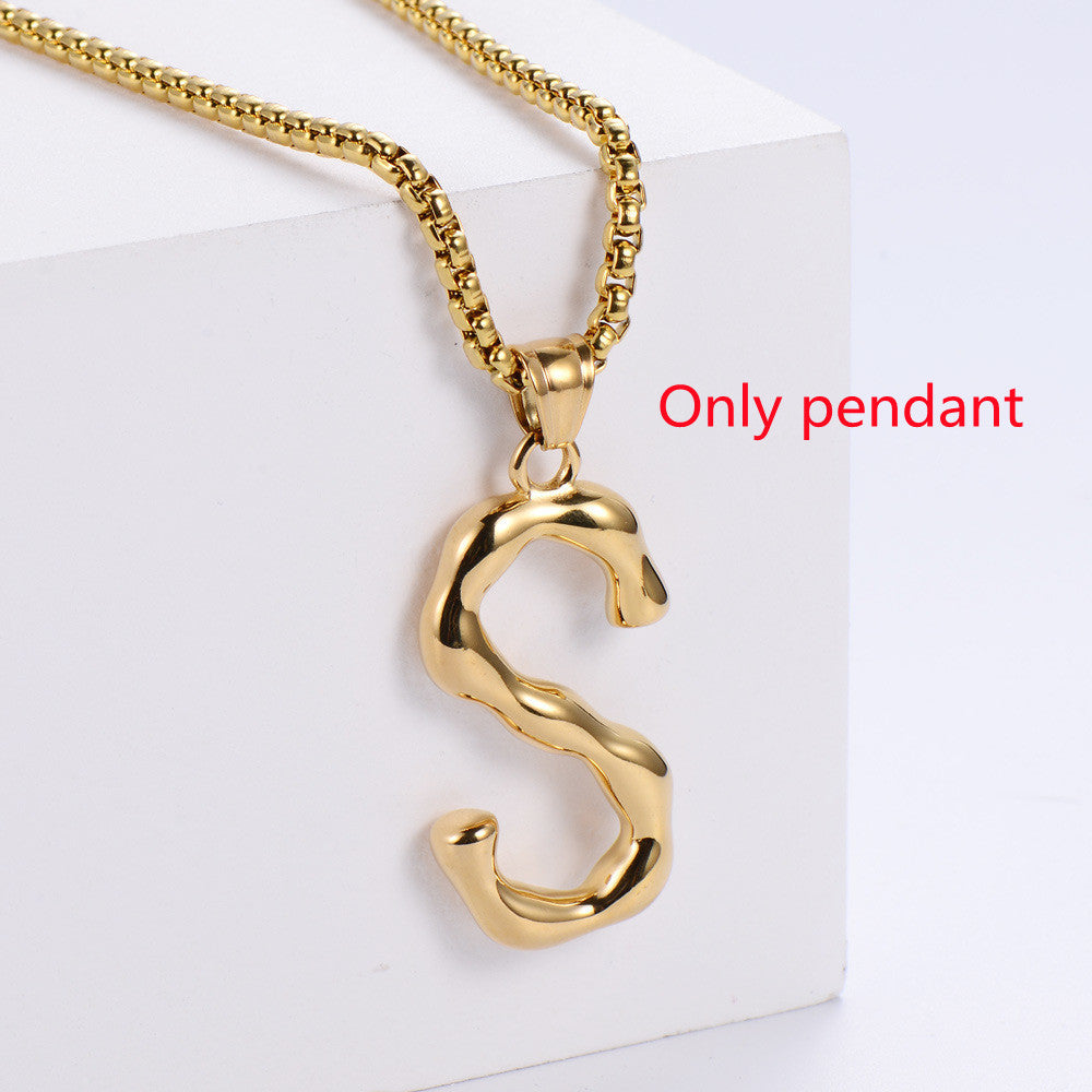 Three-dimensional 26 English Letter Pendant Necklace Fashion Jewelry Titanium Steel Couple Ornament 071aa2e4 c950 42cc 842f 0