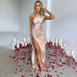 Sexy One-shoulder Backless Slit Dress Summer Elegant Slim-fit Solid Color Satin Dresses For Women 0721d43d 0968 4727 a94a fe7