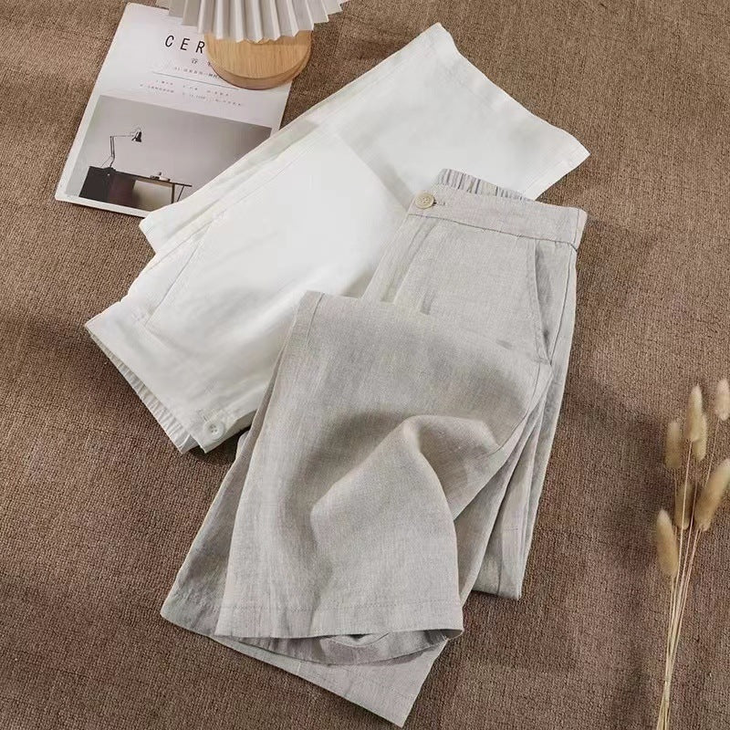 Women's Cotton And Linen Spring And Summer Thin Cropped Simple Casual Pants
