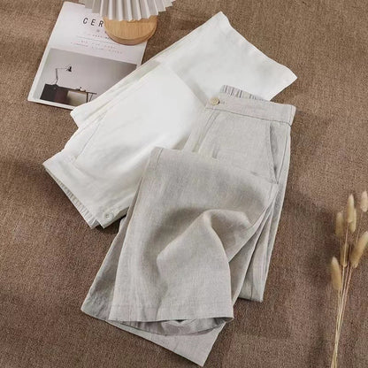 Women's Cotton And Linen Spring And Summer Thin Cropped Simple Casual Pants