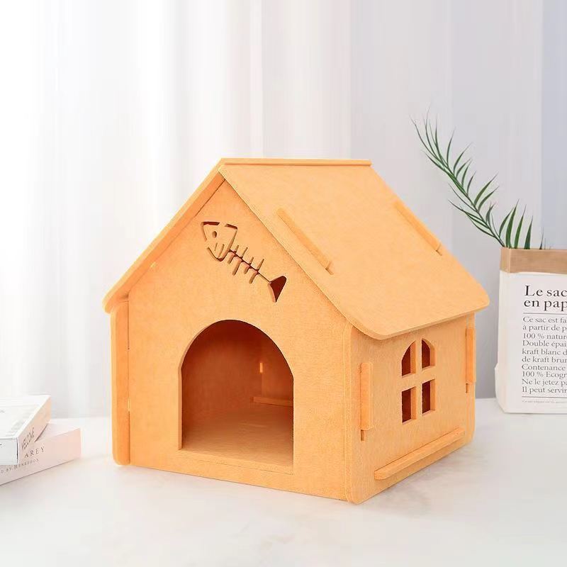 Felt Cat Bed Four Seasons Universal Removable And Washable Small House Semi-closed Warm Pet Bed 0732c76f 14f2 4eaf bdc3 599b6