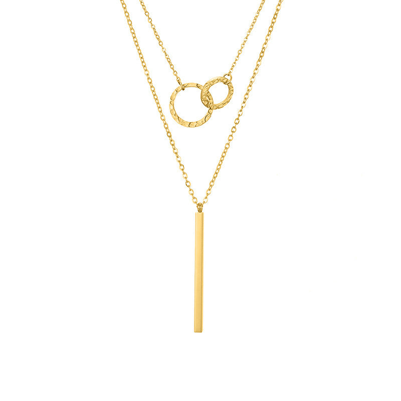 Geometric Pendant Double-layer Stainless Steel Necklace 074e81ed b82a 44f2 adb4 d3c58266e35e