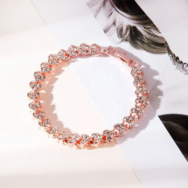 Heart-shaped Diamond Gold And Silver Plated Roman Bracelet 075c0cdc 167a 49ad a7ec a16be32050a2