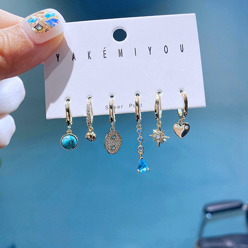 European And American Fashion Turquoise Geometric Star Earrings Set 07796844 31a6 442f b763 6fe4779a6ab6