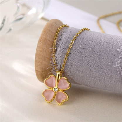 Temperament Diamond-encrusted Opal Four-leaf Clover Collarbone Chain 077e0bdb 6b54 4963 949d 4ede9d488015