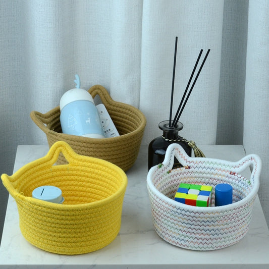 Cat's Ears Desktop Storage Basket Hand Woven Cartoon 07832eb4 0200 4237 8cf8 83a691015a1c