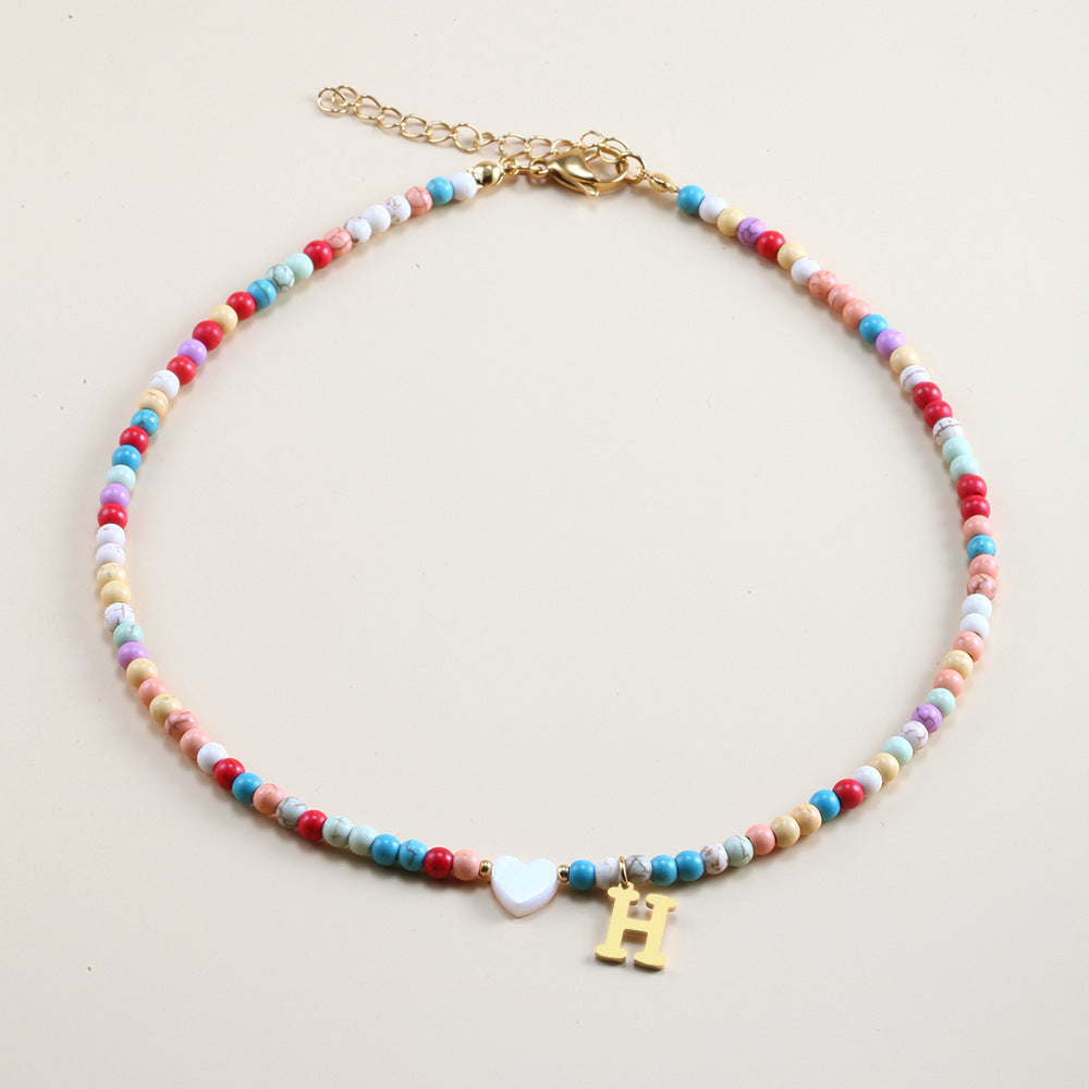 Colorful Beads Initial Choker For Women Stainless Steel Lett 079004e0 d5be 4c8f a9c7 4121f84580af