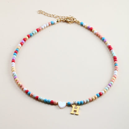 Colorful Beads Initial Choker For Women Stainless Steel Lett 079004e0 d5be 4c8f a9c7 4121f84580af