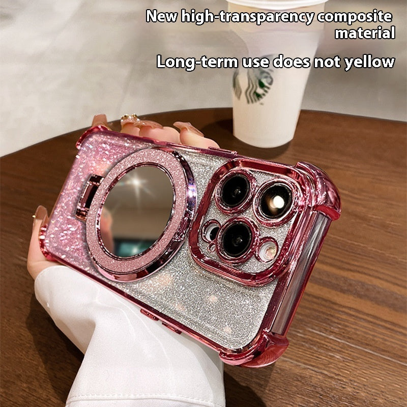 Applicable To 15 Phone Case Iphone16 Glitter Folding Bracket Protective Cover Drop-resistant 079a2ac2 020e 4ce5 9497 aaedafe8