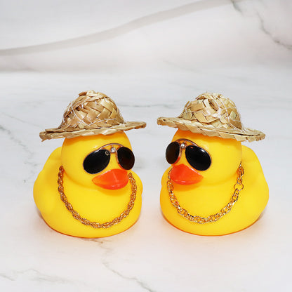 Straw Hat Yellow Duck Car Decoration 07b320a6 83bf 44b8 878a 038a0310a43a