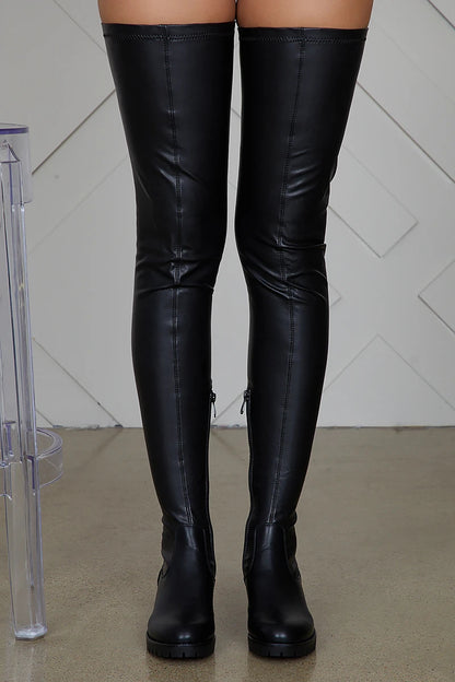 New Women's Long-tube Elastic Low-heel Boots 07b5b367 133c 433c ac86 f37c5aac88ce