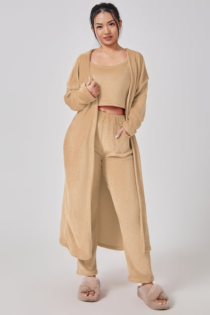 Cozy Pajama Set, 3 Piece Lounge Set, Cute Loungewear, Warm Suit Sets, Matching Set, Lounge Set, 3 Piece Pant Sets, Women Winter Dress