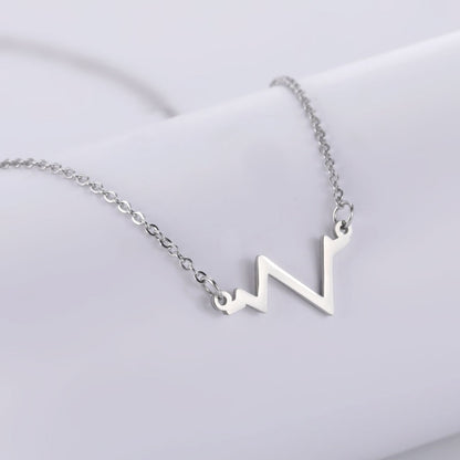 Women's Simple Versatile Stainless Steel ECG Pendant Necklace 07d5043c 516d 49c9 9112 3a4970d41c51