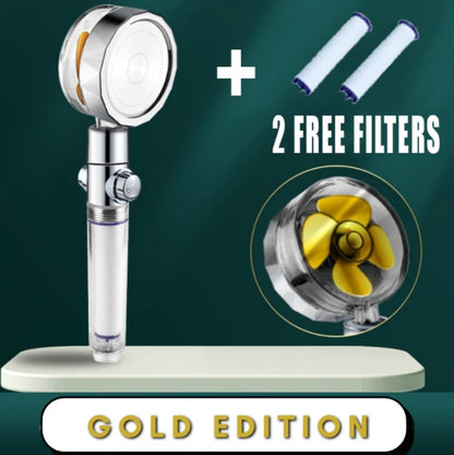 Shower Head Water Saving Flow 360 Degrees Rotating With Small Fan ABS Rain High Pressure Spray Nozzle Bathroom Accessories 07