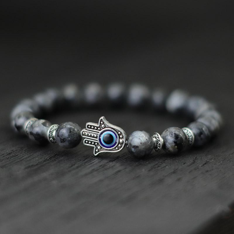 8mm Palm Eye Volcanic Stone Elastic Line Yoga Bracelet - HD Wireless Product #9