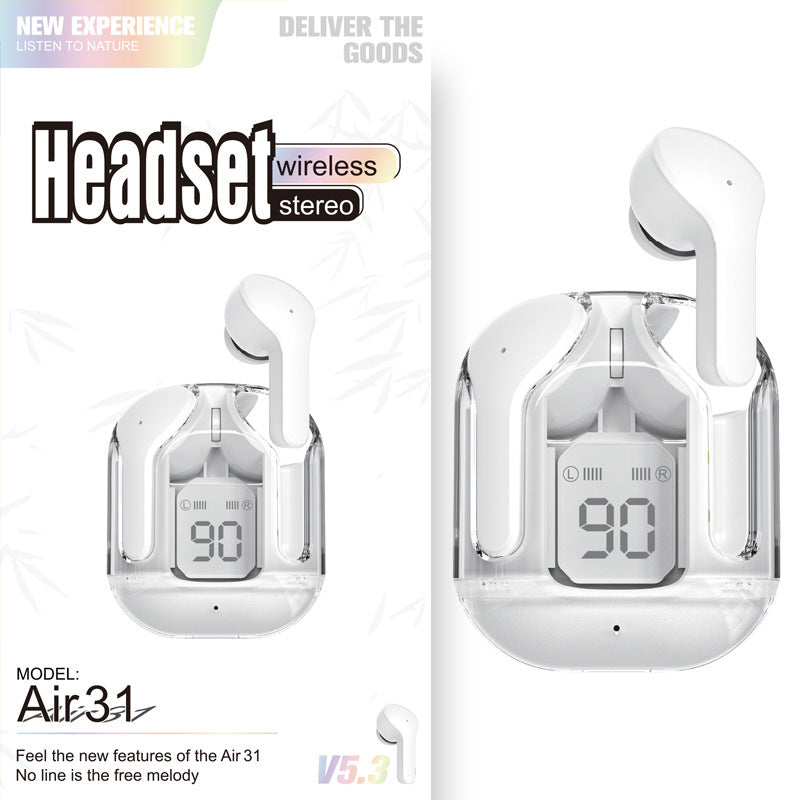 New Mini Transparent Wireless Bluetooth Headset Digital Display ENC Noise Reduction True Wireless Sports Music 08135dd7 082d 