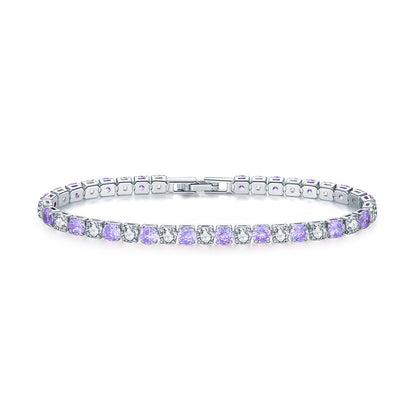 Fashion Color 4.0 Round Zircon Single Row Diamond Bracelet 081cf124 05f8 4a7b b992 db74ea558417