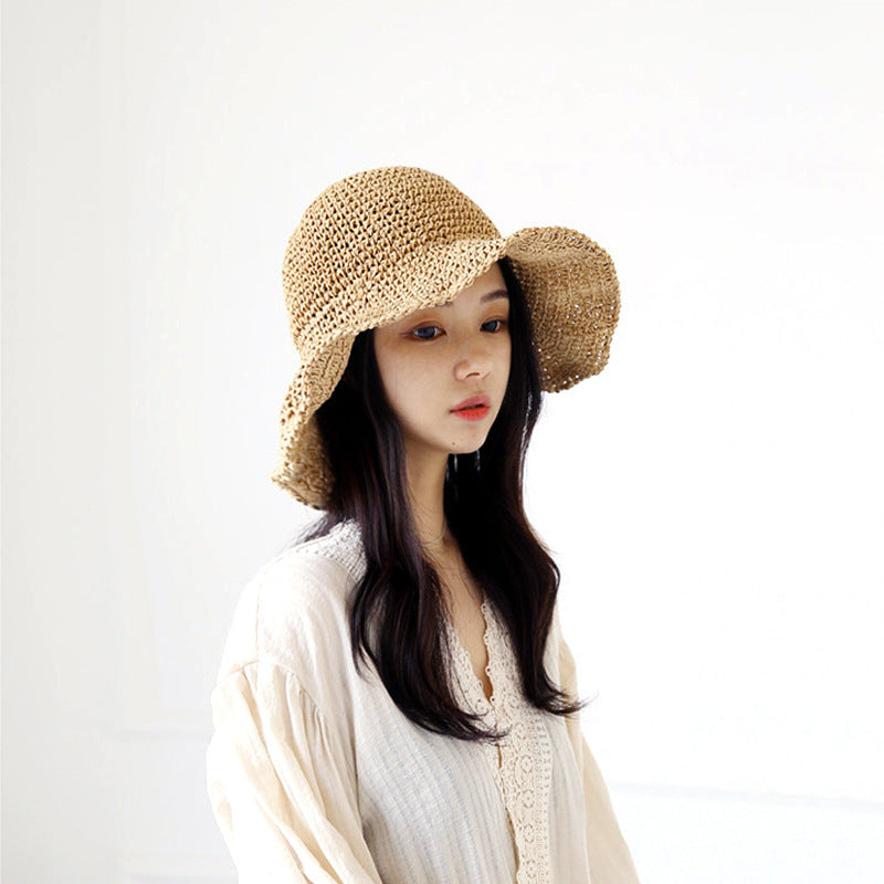 Sunscreen Female Raffia Straw Hat Summer Fashion Cover Face Net Red Fisherman Hat 082a035f 046f 4f10 9a8c b4ae16c50410