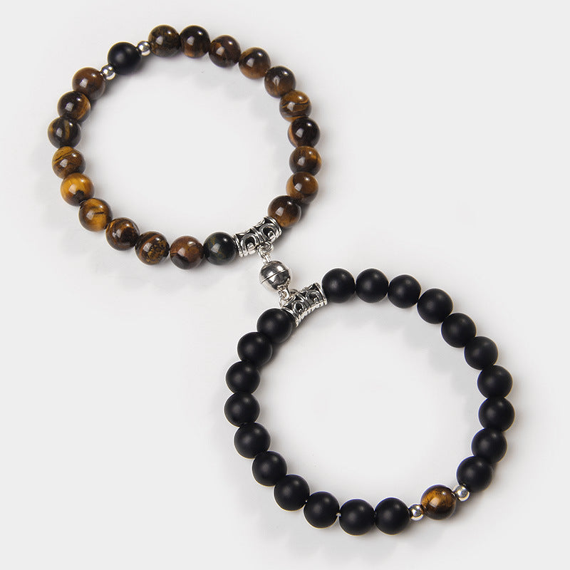 A Pair Of Distressed Natural Stone Couple Bracelets - HD Wireless Product #5