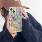 Retro Oil Painting Phone Case Blu-ray Flowers Shockproof Case For Iphone 13 12 13pro 14pro 13 Pro Max Silicone Phone Cover 08