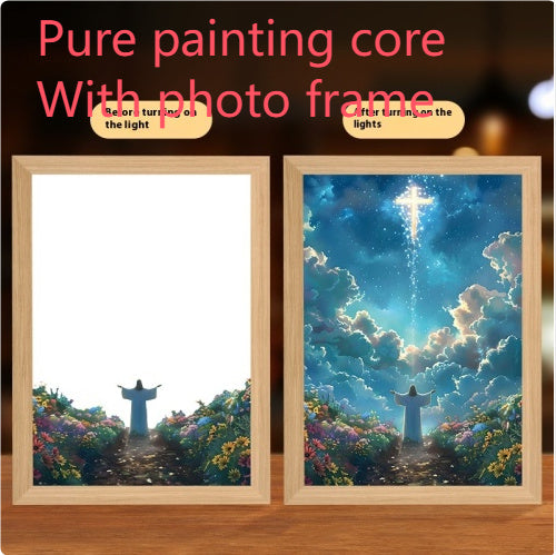 Jesus LED Light Painting Home Decoration Light Painting Photo Frame Led Night Light Room Decor Christmas Gifts Moon Lamp 0871