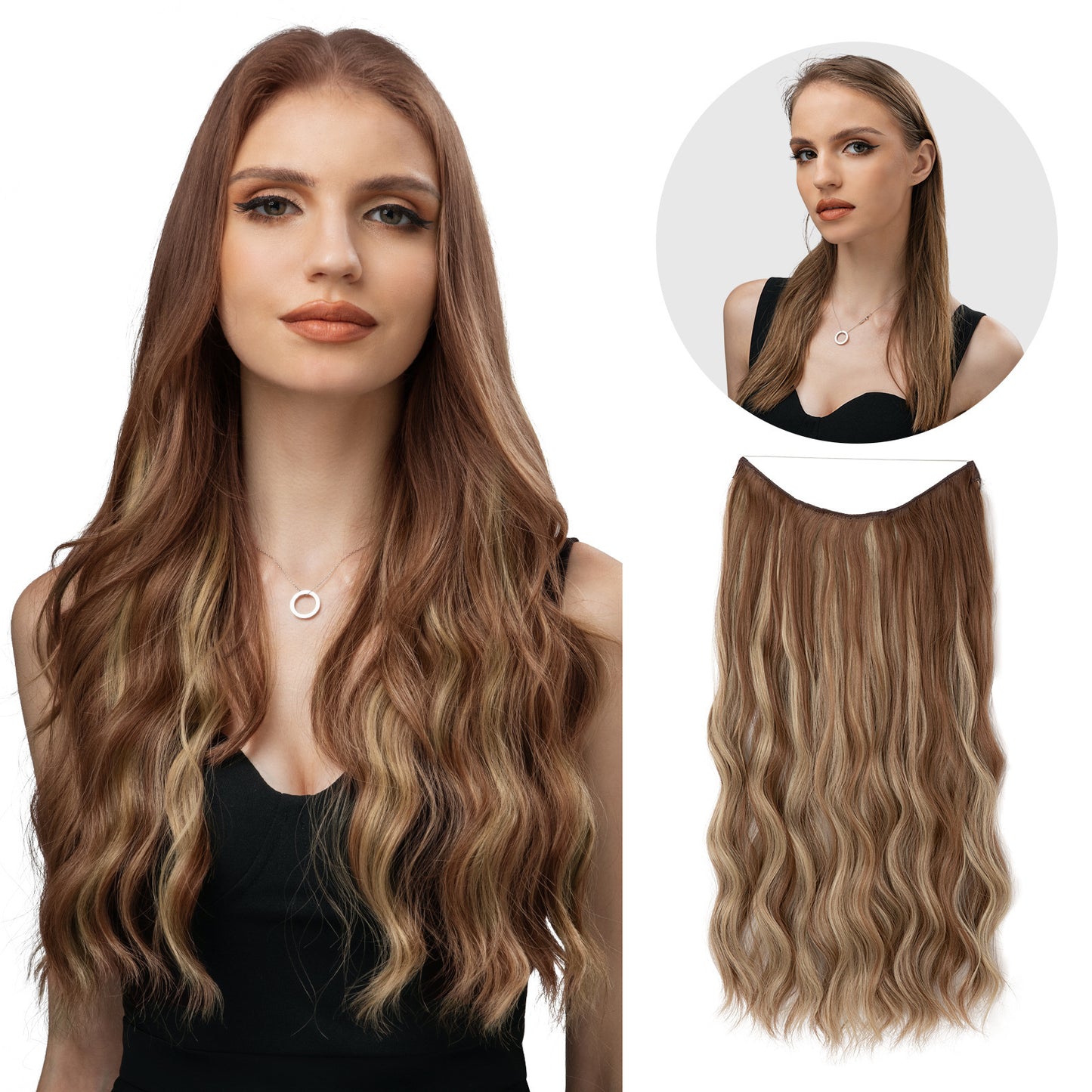European And American Style Women Corn Curler Fishing Thread Long Curly Hair  Wig 087d6519 4e2c 4141 accf cef6608d099b