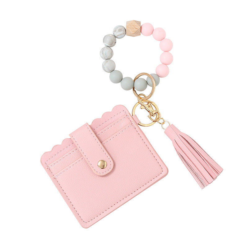 Women's Silicone Beads PU Tassel Silicone Bracelet Keychain 088578aa 87ed 483c a477 464e20c281ef