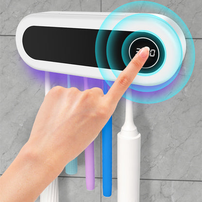 Wall Mounted Toothbrush Holder Smart Toothbrush UV Sterilizer Holder Toothpaste Dispenser Squeezer For Bathroom Accessories 0