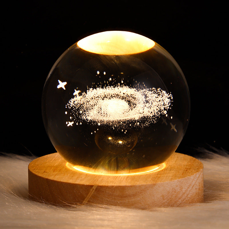 Luminous Starry Sky And Planets Moon Moon Crystal Ball Small Night Lamp Projection Ambience Light Creative Gift New Strange G